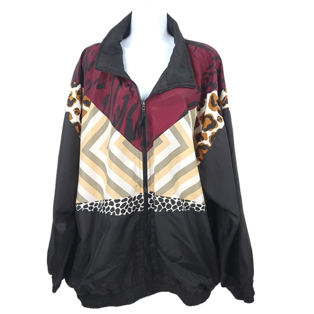 Vintage Argee Sports Windbreaker Womens Size 24W Track Jacket Zip Up Lined